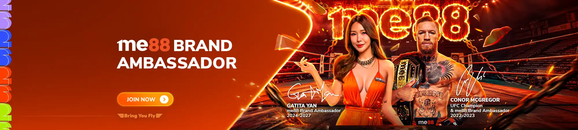me88 brand ambassador Gatita Yan 2024–2027 banner